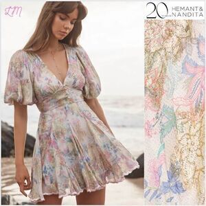 Hemant and Nandita Revolve Kati Mini Dress Size Extra Small White‎ Multi